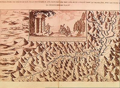 Mappa della Valtellina, restituita agli svizzeri da Luigi XIII, 1626 da French School